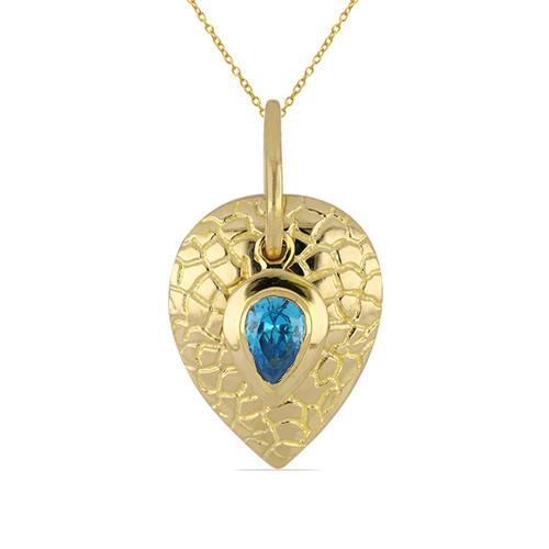 BUY NATURAL SWISS BLUE TOPAZ SINGLE STONE FASHION PENDANT